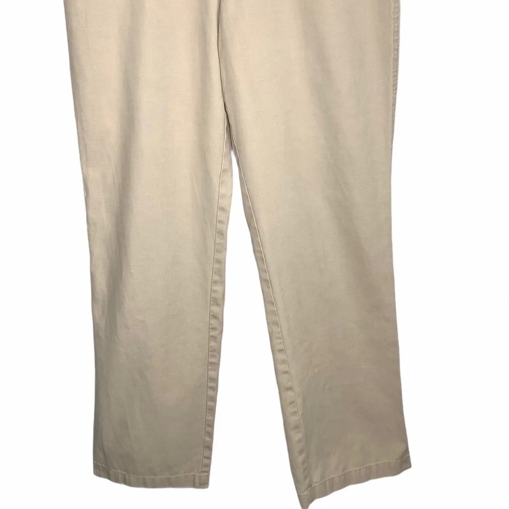 Y2K Lauren Ralph Lauren Linen Blend High Rise Straight Leg Pants Cream Size 6